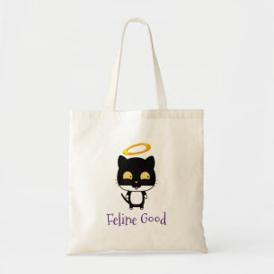 Tote Bag Chat Noir Fundy Pun Avec Halo - Feline Bon