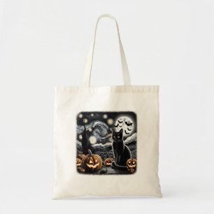 Tote Bag Chat noir Halloween Amoureux de les chats Starry N