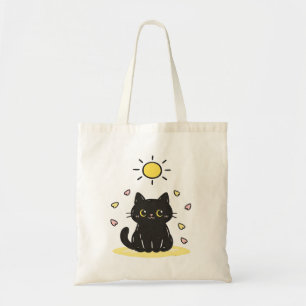 Tote Bag Chat noir heureux ensoleillé