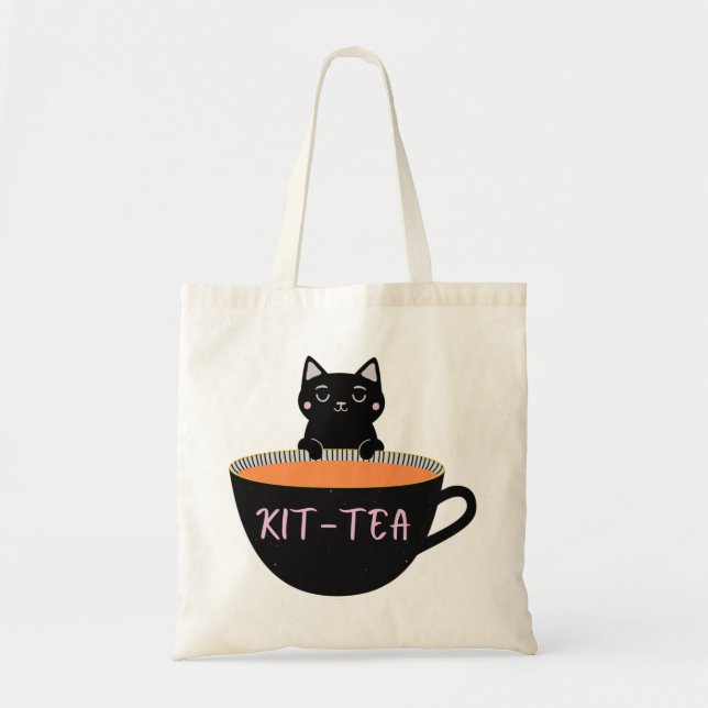 TOTE BAG CHAT NOIR KIT-THÉ (Devant)