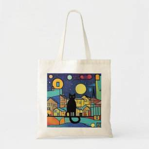 Tote Bag Chat noir la nuit 2