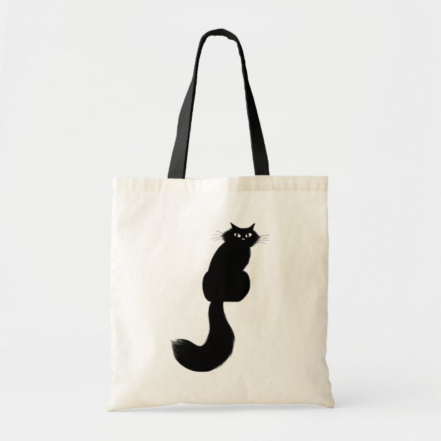 Tote Bag Chat noir long Haired | Oeil latéral cool Kitty (Devant)