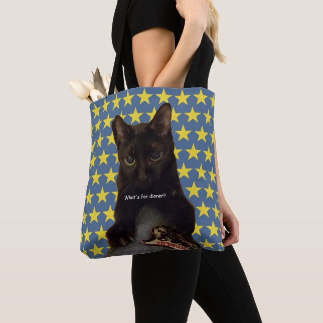 Tote Bag Chat noir Lucky avec étoiles 2way (De près)