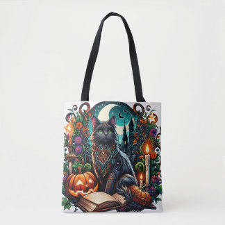 Tote Bag Chat Noir Magique Bibliophile