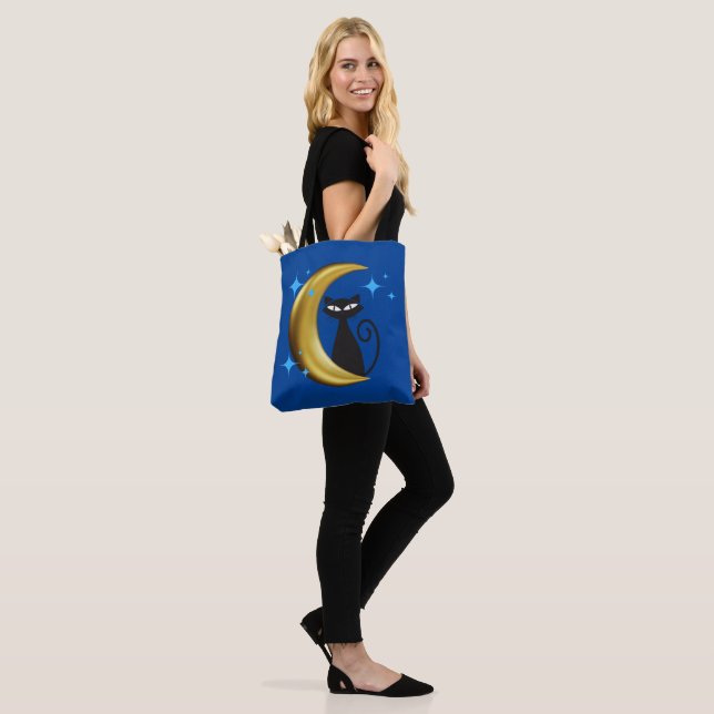 Tote Bag Chat noir Mid Century Modern MCM Rétro Atomique (Sur le modèle)