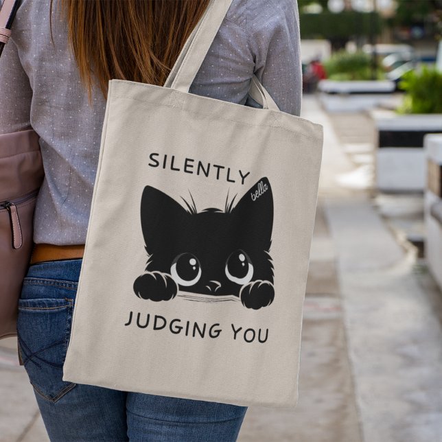 Tote Bag Chat Noir Personnalisé Mignonne En Silence Vous Ju (Créateur téléchargé)