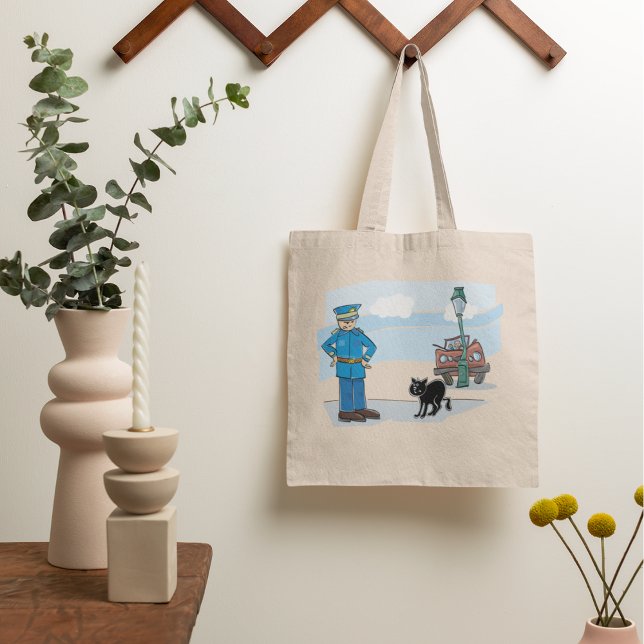 Tote Bag Chat noir policier de malchance et accident (Créateur téléchargé)