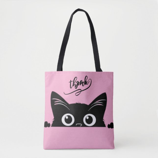 Tote Bag Chat Noir qui Regarde (Devant)