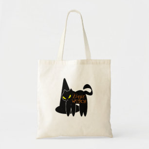 Tote Bag Chat noir sorcière basique d'Halloween