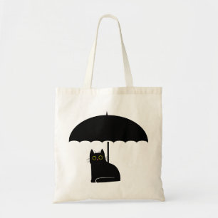 Tote Bag Chat noir sous parapluie