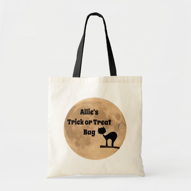 Tote Bag Chat noir sur la Lune (Devant)