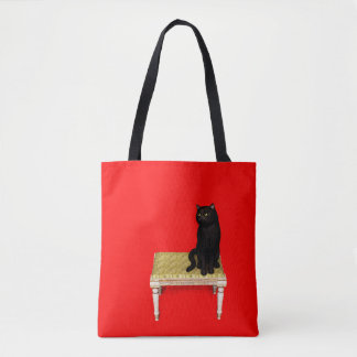 Tote Bag Chat noir sur le tabouret