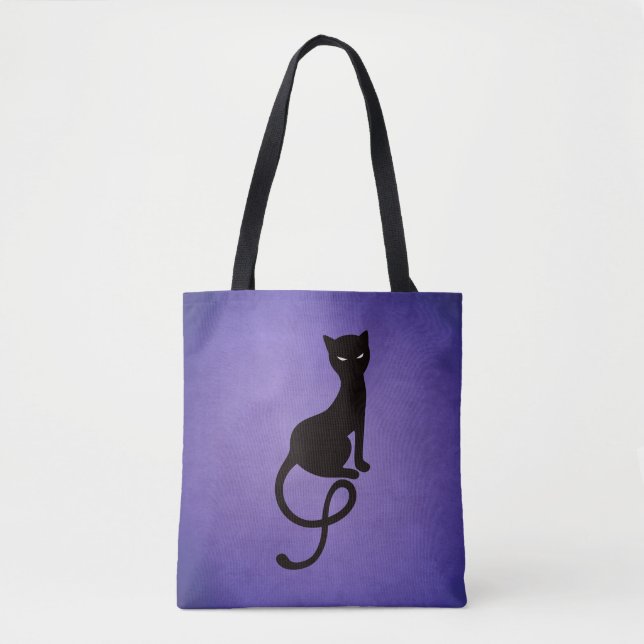 Tote Bag Chat noir violet Gracieux (Devant)