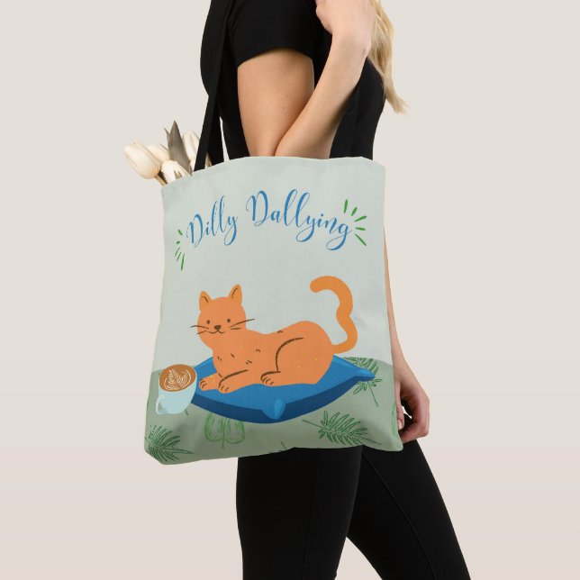 Tote Bag Chat orange paresseux (De près)