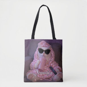 Tote Bag Chat paresseux glamour avec lunettes de soleil