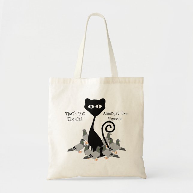 Tote Bag Chat parmi les pigeons (Devant)