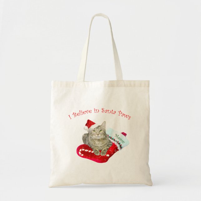 Tote Bag Chat Père Noël de attente (Devant)