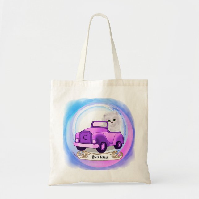 Tote Bag Chat Persan Conduisant une Voiture  (Devant)