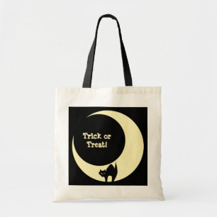 Tote Bag Chat peureux en jaune lune butin de candy Hallowee