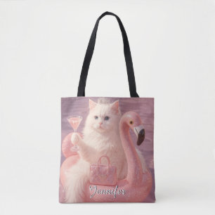 Tote Bag Chat Princesse Luxe sur Flotteur de Piscine Flaman
