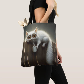 TOTE BAG CHAT PRIVÉ DE SOMMEIL ALLONGÉ SUR UNE CLÔTURE AVEC