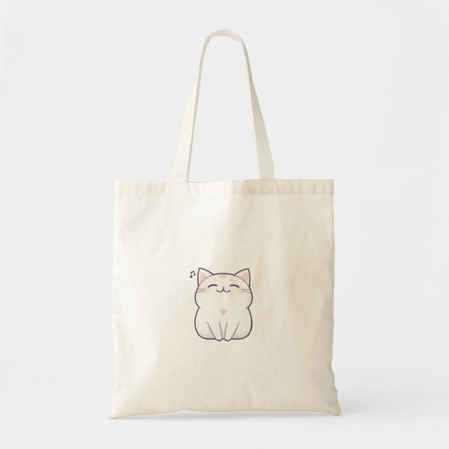 Tote Bag Chat qui chante avec une note de musique Design Ka (Devant)