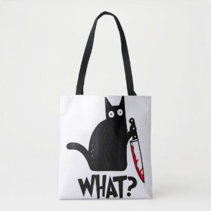 Tote Bag Chat Quoi Drôle T-Shirt Chat Noir Meurtrier Avec