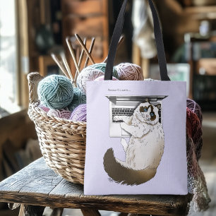 Tote Bag Chat Ragdoll Fluffy Ordinateur Portable Lavande Dr