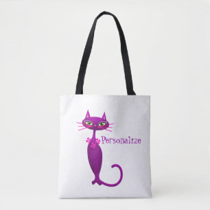 Tote Bag Chat rétro du milieu du siècle mignon girly