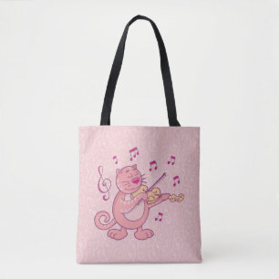 Tote Bag Chat rose avec Violon