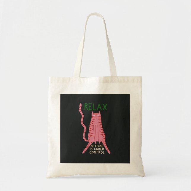 Tote Bag Chat Rose Relax Rien N'est Sous Contrôle  (Devant)