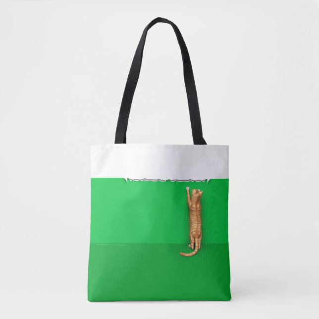 Tote Bag Chat roux à rayures rouges déchire un plateau de s (Devant)