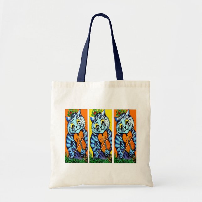Tote Bag Chat(s) jouant au violon par Louis Wain (Devant)
