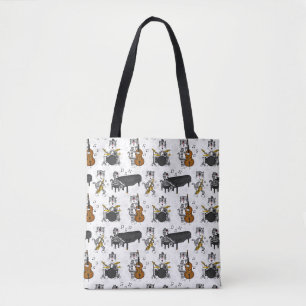 Tote Bag Chat Saxophone Piano Basse Batterie Musicien Jazz