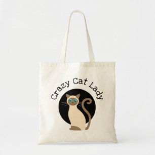 Tote Bag Chat siamois mignon de dame folle de chat