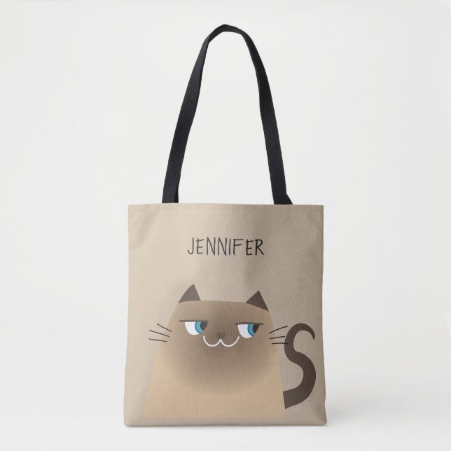 Tote Bag Chat siamois personnalisé (Devant)