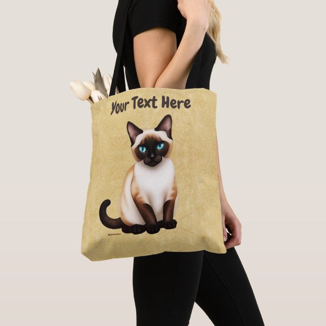 Tote Bag Chat Siamois Sur Vieux Papier (De près)