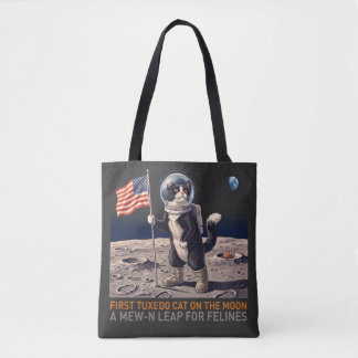 Tote Bag Chat Smoking Astronaute sur la Lune T-Shi Drôle Ré