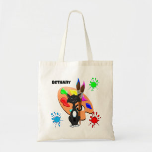 Tote Bag Chat Smoking Et Palette De Peinture