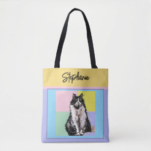 Tote Bag Chat Smoking Pastel Femmes Couleurs Pastel