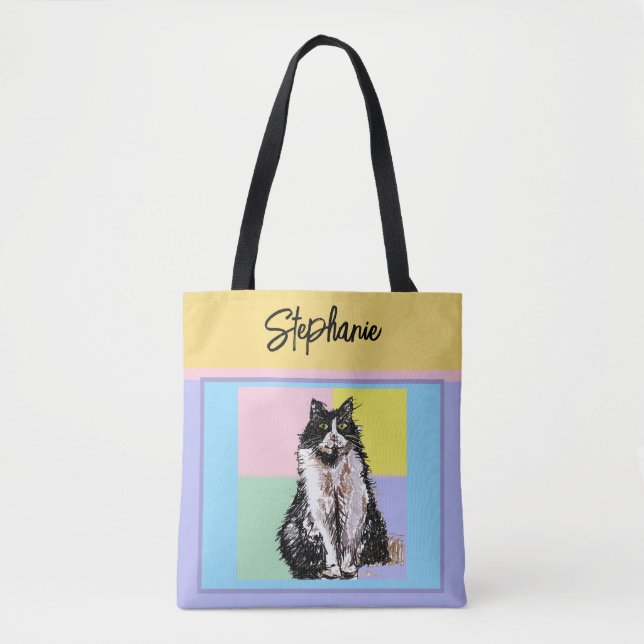 Tote Bag Chat Smoking Pastel Femmes Couleurs Pastel (Devant)