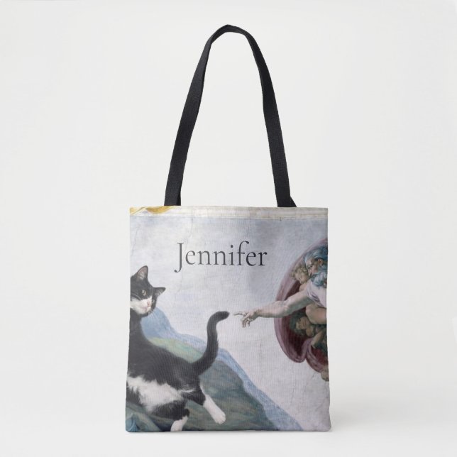 Tote Bag Chat smoking Touchant la Patte Divine              (Devant)