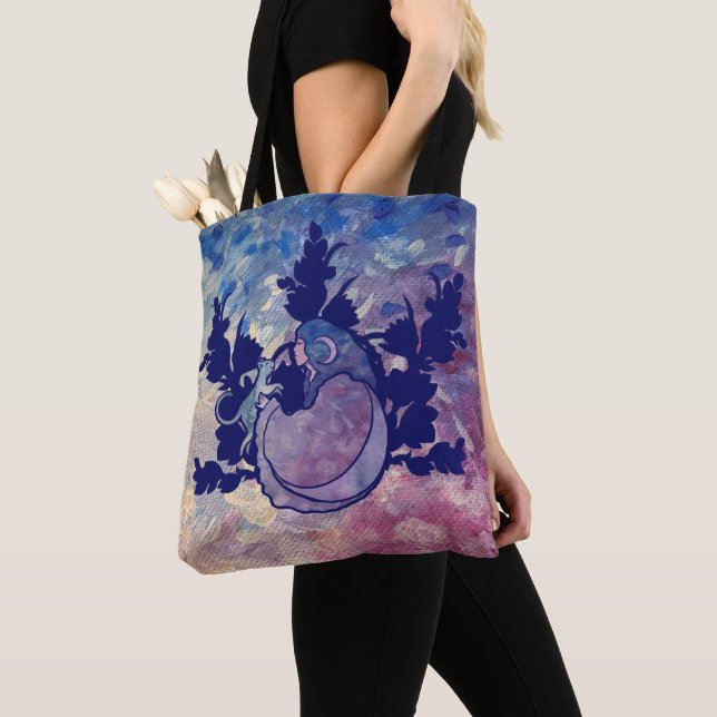 Tote Bag Chat Sorcière Lune Déesse Wiccan Chat Personne (De près)