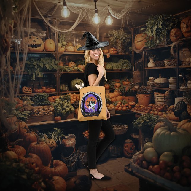 Tote Bag Chat squelette pirate (Pirate skeleton cat tote bag.)