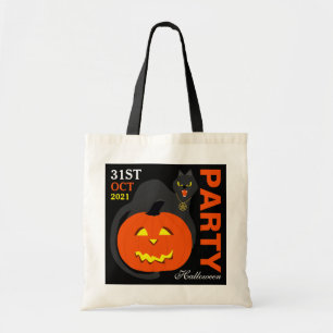 Tote Bag Chat sur Citrouille, Halloween