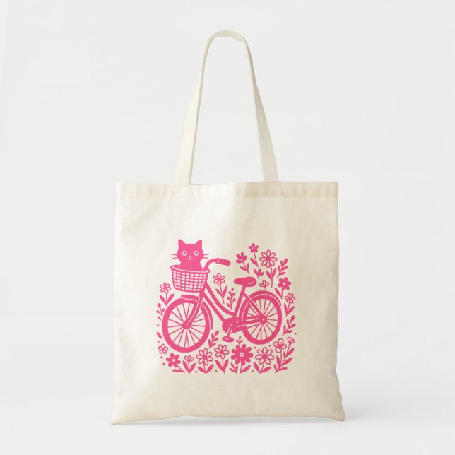Tote Bag Chat sur un vélo (Devant)