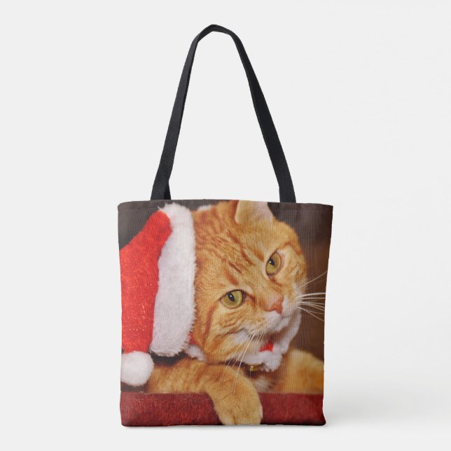 Tote Bag Chat Tabby Orange de Noël (Dos)