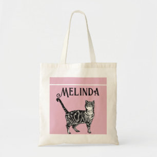 Tote Bag Chat Tabby Pastel Chats Enfants Filles Rose clair