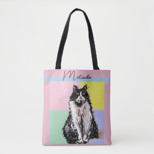 Tote Bag Chat Tabby Pastel Chats Enfants Filles Rose clair