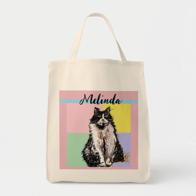 Tote Bag Chat Tabby Pastel Chats Enfants Filles Rose clair (Devant)